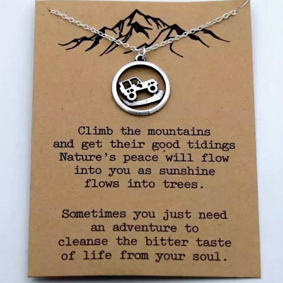 Jeep “Off Roading” Travel/Explore Charm Necklace - Picture 2 of 3